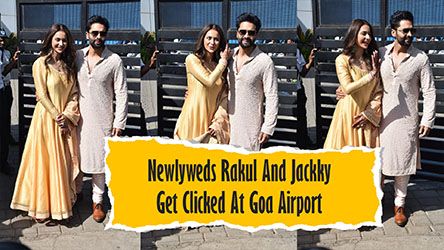 Newlyweds Rakul And Jackky Get Clicked At Goa Airport