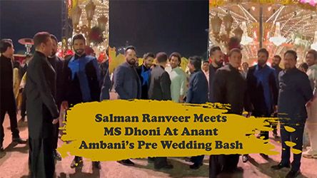 Salman Ranveer Meets MS Dhoni At Anant Ambanis Pre Wedding Bash