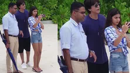 Srk and Suhana looked Shocked in this Holiday Picture